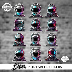 Printable Bikers Stickers - Adventure Stickers - Fun Stickers - Graphic Stickers - Scrapbooking Planner Decals - Skateboard, Laptop Stickers