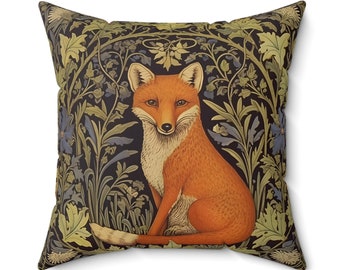 William Morris Inspired Pillow, Vintage pillow, Botanical Pillow, Cottagecore , Forestcore, Fox, Home Decor Pillows, housewarming gift Throw