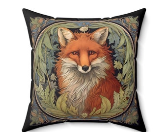William Morris Inspired Pillow, Vintage pillow, Botanical Pillow, Cottagecore , Forestcore, Fox, Home Decor Pillows, housewarming gift Throw