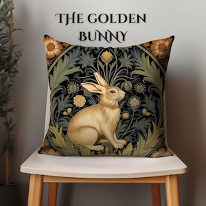 William Morris Pillow Covers, Rabbit Pillow, Vintage pillow, Botanical Pillow, Cottagecore Pillows, Forestcore Decor, Couch Cushion, Bunny