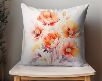 Floral Pillow Cover, Decorative Pillows, Watercolor Pillow Cases, Botanical Pillow Covers, Throw Pillow, Accent Pillows, Spring pillow
