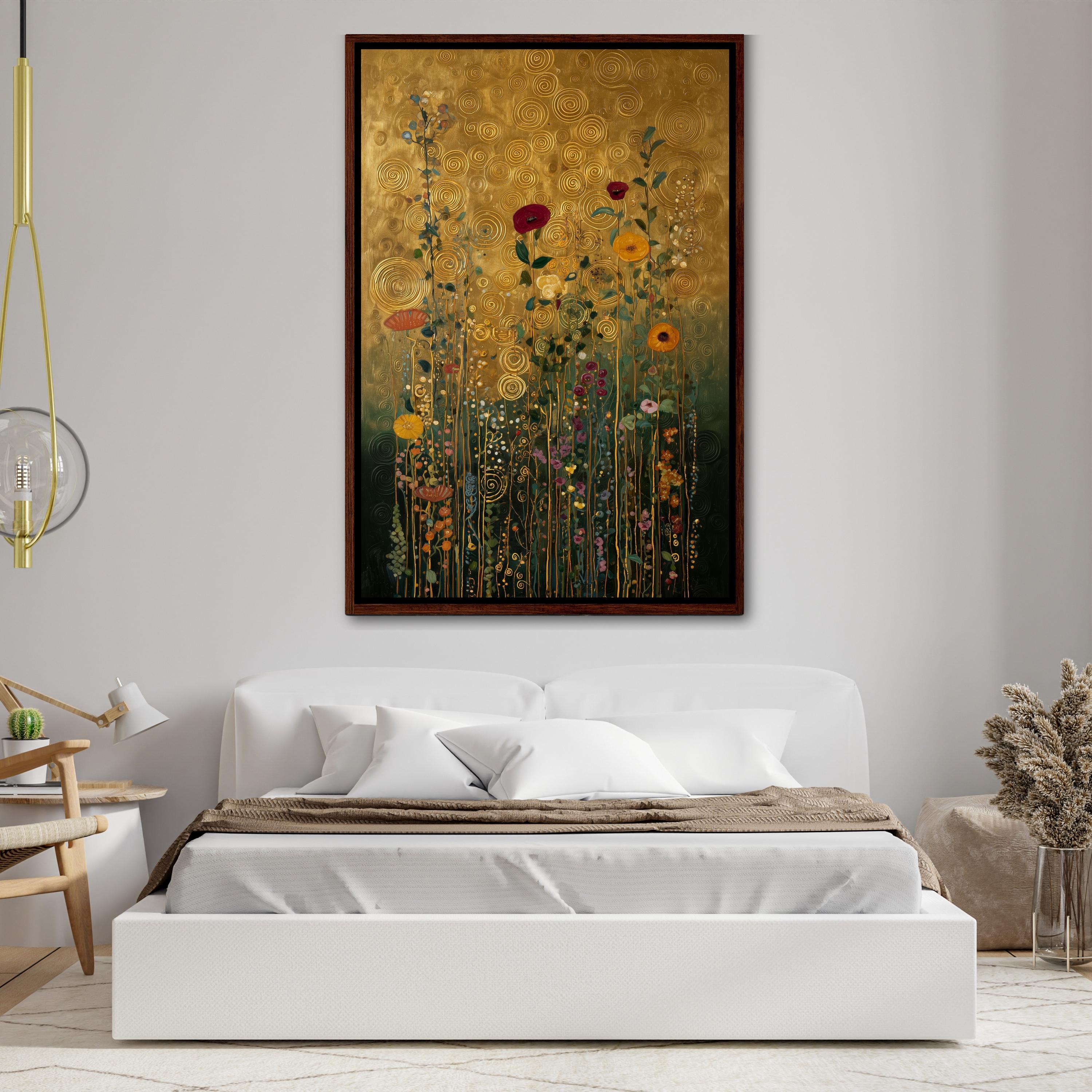 Gustav Klimt Wall Art Print, Golden Floral Field Abstract Canvas - Etsy