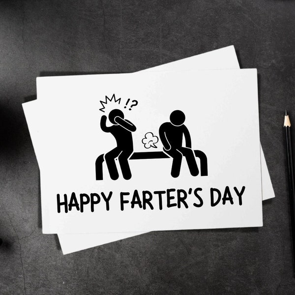 Printable Funny Fathers Day Card from Son, From Daughter - Happy Farter's Day (Instant Digital Download) Fart Joke Gag Gift