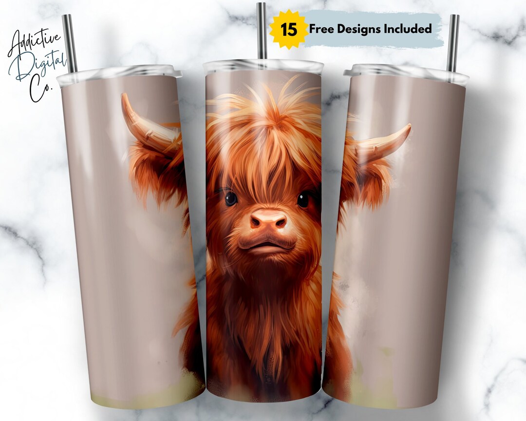 Cute Baby Highland Cow 20 Oz Skinny Tumbler Sublimation Design ...