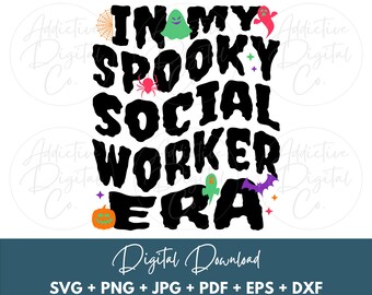 Trabajador social de Halloween Svg, En mi era espeluznante de trabajador social Svg Png, Camisa SoWo Png Svg, Regalo divertido de trabajador social Digital Jpg Eps Pdf