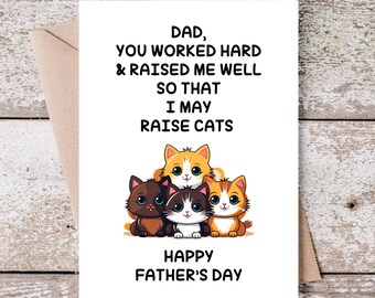 Divertente biglietto per la festa del papà, biglietto per il papà stampabile, download digitale istantaneo, biglietto 5x7, papà amante dei gatti, biglietto per la festa del papà felice, allevare gatti