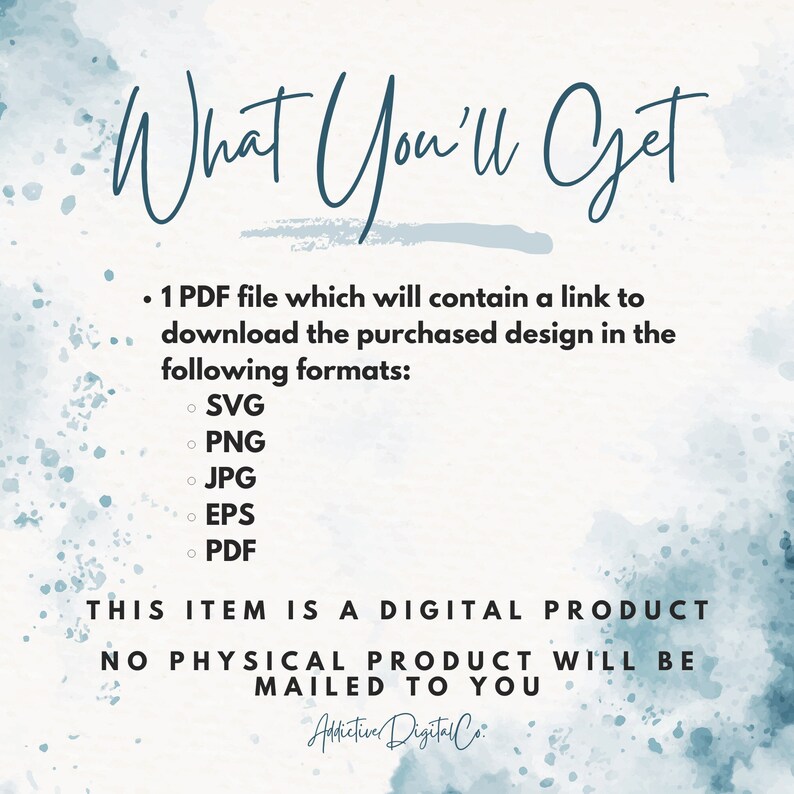 a blue watercolor background with the words what you get