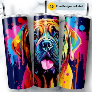 English Mastiff Dog Art 20 oz Skinny Tumbler Sublimation Design, Straight & Tapered Wrap, Dog Tumbler Wrap, Tumbler Png, Instant Download