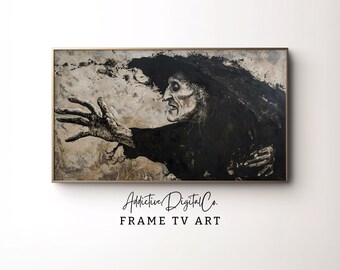 Gothic Witch Portrait Frame Tv Art, Halloween Tv Decor, Dark Academia Tv Screensaver, Spooky Home Decor