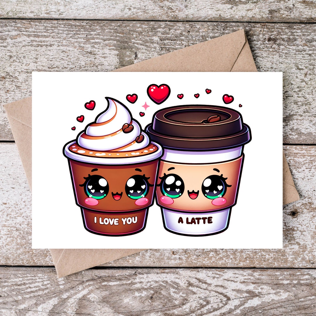Printable I Love You a Latte Card, 5x7 Pdf, Funny Card, Cute Love You ...