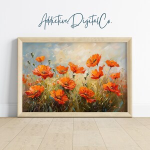 Poppies Printable Wall Art, Vibrant Poppies Painting, Impressionist Style Decor, Spring Floral Art, Modern Botanical Digital Print