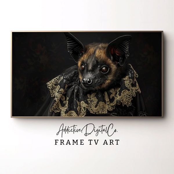 Gothic Bat Frame Tv Art, Mysterious Nature Tv Decor, Black Digital Bat Tv Screensaver, Fantasy Home Decor