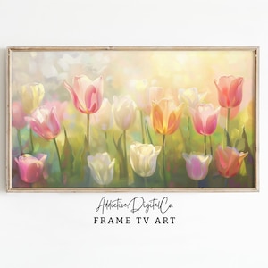 Spring Tulips Frame Tv Art, Pastel Tulip Art Tv Decor, Floral Tv Screensaver Jpg, Vibrant Tulips Frame Tv Art
