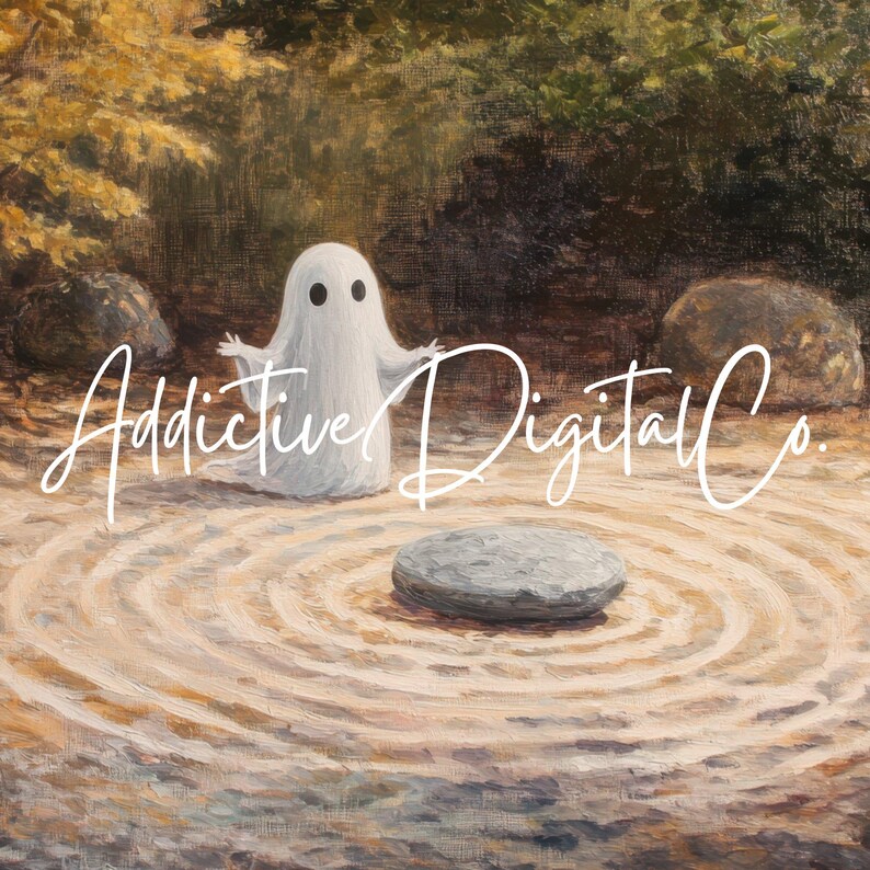 Halloween Samsung Frame TV Art, Cute Ghost in Forest, TV Cute Ghost