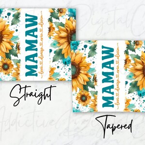 Mamaw Tumbler Wrap Add Kids Names, Sunflower Floral Grandma Seamless Sublimation, Granny Skinny Tumbler 20oz Design Png image 2