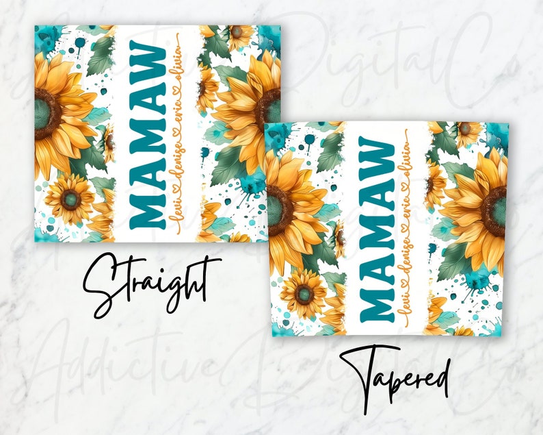 Mamaw Tumbler Wrap Add Kids Names, Sunflower Floral Grandma Seamless Sublimation, Granny Skinny Tumbler 20oz Design Png image 2