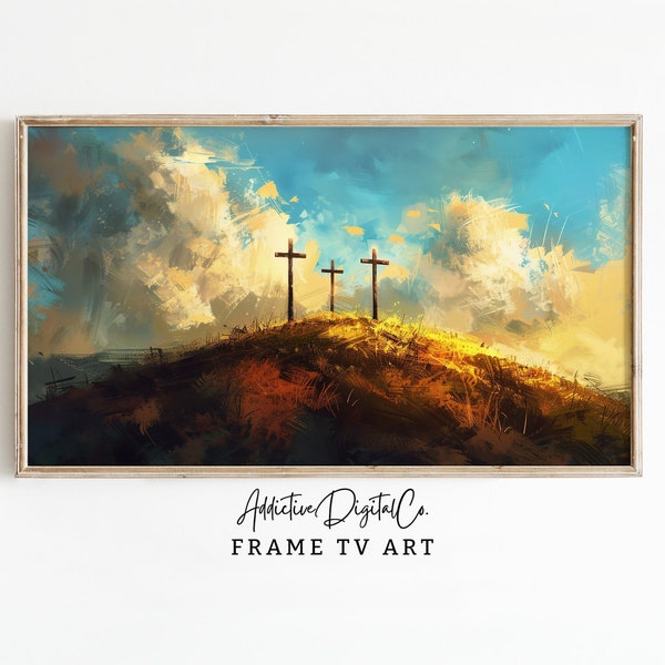 Easter Sunrise Cross Frame Tv Art, Religious Art Tv Decor, Inspirational Tv Screensaver JPG, Christian Easter Frame Tv Art