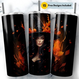 Halloween Witch 20 oz Skinny Tumbler Sublimation Design, Straight & Tapered Wrap, Witch Tumbler Png, Instant Download