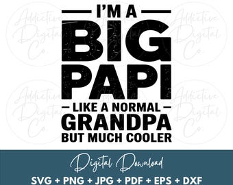 Big Papi Like a Grandpa Only Cooler, Big Papi Png for Fathers Day Grandparents Day, Funny Big Papi Digital Design Svg Eps Jpg