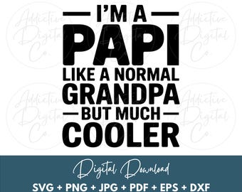 Papi Like a Grandpa Only Cooler, Spanish Grandfather Png for Fathers Day Grandparents Day, Funny Papi Digital Design Svg Eps Jpg
