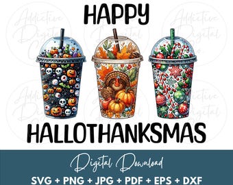 Happy Hallothanksmas Coffee Png, Happy Hallothanksmas Png, Halloween Svg, Coffee Clipart, Fall Png, Hallothanksmas Png, Christmas Png