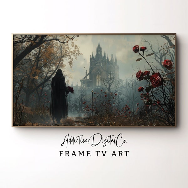 Gothic Fantasy Landscape Frame Tv Art, Autumn Mystical Tv Decor, Dark Dramatic Castle Tv Screensaver, Enchanted Forest Decor