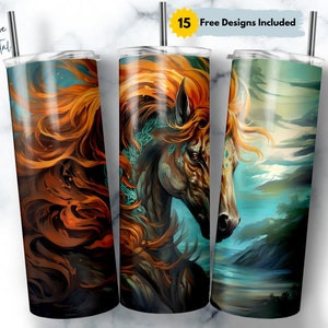 Horse Fantasy Art 20 oz Skinny Tumbler Sublimation Design, Straight & Tapered Wrap, Horse Tumbler Png, Instant Download
