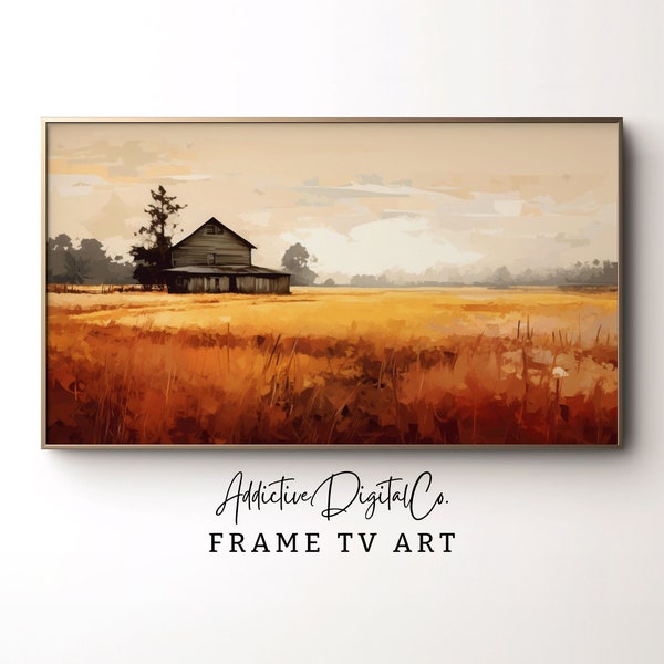 Rustic Farmhouse Barn Frame Tv Art, Autumn Harvest Tv Decor, Golden Digital Barn Landscape Tv Screensaver, Country Chic Decor
