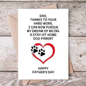 Tarjeta divertida del Día del Padre, Tarjeta imprimible del Día del Padre, Tarjeta del Día del Padre 5x7, Descarga digital instantánea, Tarjeta de padre de perro, Humorístico