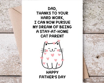 Divertente biglietto per la festa del papà, biglietto stampabile per la festa del papà, download digitale istantaneo, biglietto 5x7, biglietto per la festa del papà, genitore gatto casalingo