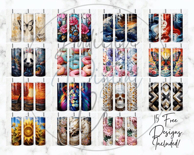 a collage of different designs on a marble background