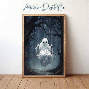 Ghost Portrait, Dark Academia Halloween Decor, Spooky Ghost in Haunted Forest, Gothic Aesthetic, Eerie Ghost Printable Wall Art