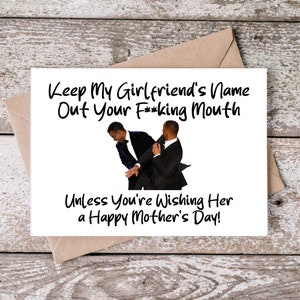Tarjeta imprimible del Día de la Madre Tarjeta 5x7, Mantenga el nombre de mi novia fuera de su boca, Descarga digital instantánea PDF, Regalo imprimible divertido para GF