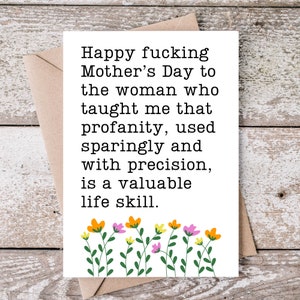 Tarjeta imprimible del Día de la Madre 5x7, Humor de blasfemias divertidas, Descarga digital instantánea, Regalo para mamá maldita ofensiva, Feliz Día de las Madres