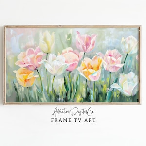 Spring Tulips Frame Tv Art, Floral Art Tv Decor, Tulips Tv Screensaver Jpg, Pastel Tulips Frame Tv Art