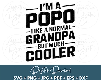 Popo Like a Grandpa Only Cooler, Chinese Grandfather Png for Fathers Day Grandparents Day, Funny Popo Digital Design Svg Eps Jpg