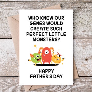 Lustige Vatertagskarte von Frau, sofortiger digitaler Download, glücklicher Vatertag, perfekte kleine Monsterkarte, druckbare 5 x 7 Dad Card
