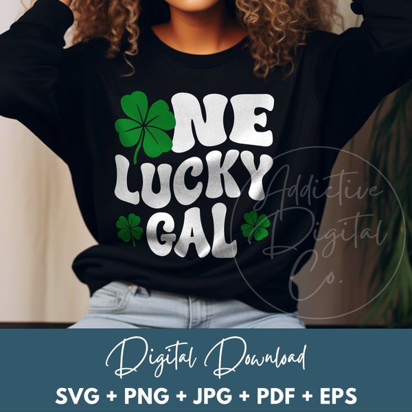 One Lucky Gal Svg Png, Girl St. Patrick's Day Svg, Lady Shirt Svg, Funny Gal Gift Digital Jpg Eps Pdf Graphic