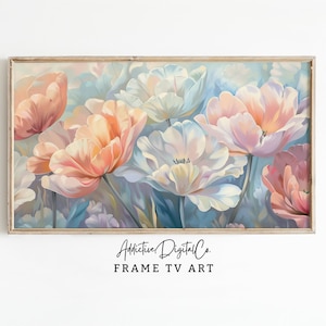Pastel Floral Frame Tv Art, Spring Flower Art Tv Decor, Digital Tulip Tv Screensaver Jpg, Soft Petal Frame Tv Art Download