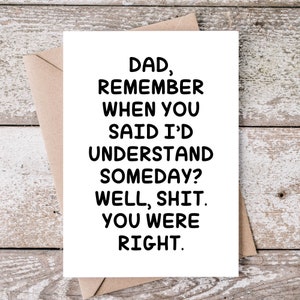 Grappige Vaderdagkaart, vader onthoud wanneer, instant digitale download, afdrukbare 5 x 7 kaart, Vaderdagcadeau, humoristische kaart voor papa