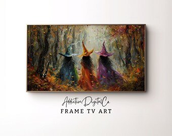 Dark Academia Witch Trio Painting Frame Tv Art, Halloween Tv Decor, Dark Academia Tv Screensaver, Witchy Home Decor