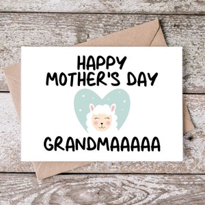 Tarjeta imprimible del Día de la Madre, Día de las Madres de la Abuela, Descarga Digital 5x7, PDF, Lindo Diseño de Llama, Regalo para la Abuela, Acceso Instantáneo