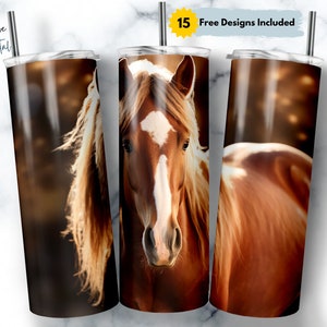 Realistic Horse 20 oz Skinny Tumbler Sublimation Design, Straight & Tapered Wrap, Horse Tumbler Png, Instant Download