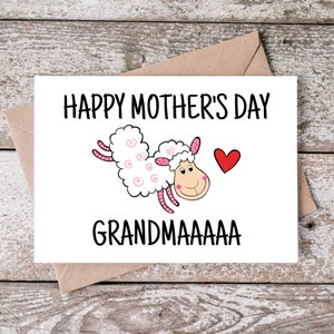 Tarjeta imprimible del Día de la Madre 5x7 con linda oveja, descarga digital instantánea PDF, regalo para abuela, tarjeta de felicitación encantadora