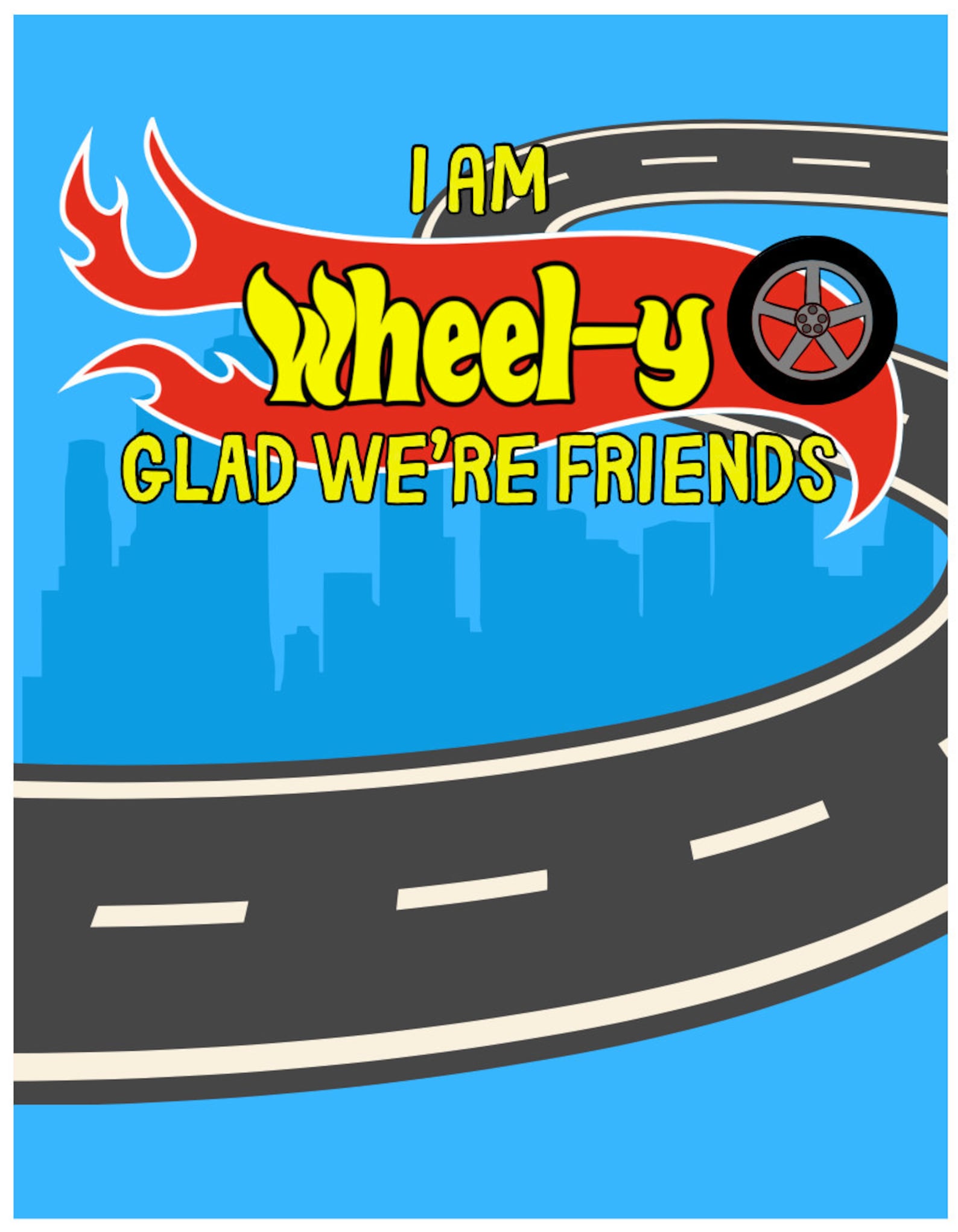 Hot Wheels Valentine - Printable - Car Wheel Kid's Valentine - Etsy