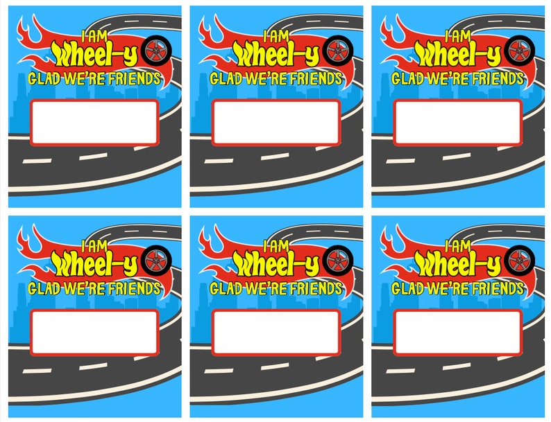 Hot Wheels Valentine - Printable - Car Wheel Kid's Valentine - Etsy