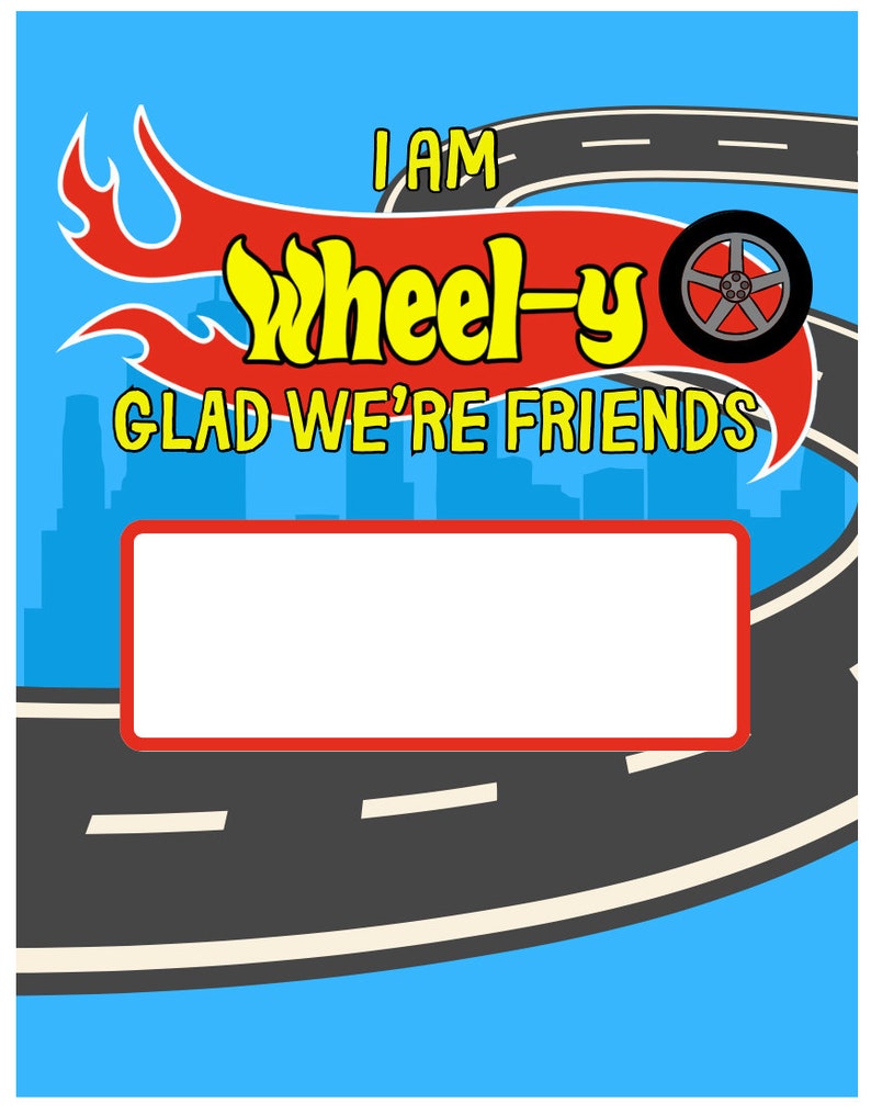 Hot Wheels Valentine - Printable - Car Wheel Kid's Valentine - Etsy