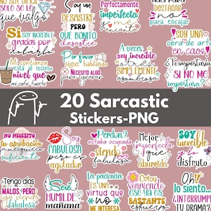 Sarcastic sticker bundle, Png Sticker, Sarcasm Sticker png, Funny printable sticker, Sarcastic Quotes sticker, stickers sarcastic in Spanish