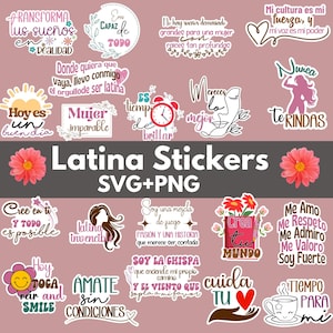 Latina Positive Bundle Stickers SVG PNG, Latina Stickers svg, Spanish Sayings svg, Printable Stickers, Mexican Stickers, Latina Desings Svg