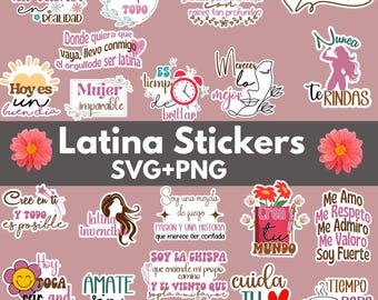 Latina Positive Bundle Stickers SVG PNG, Latina Stickers svg, Spanish Sayings svg, Printable Stickers, Mexican Stickers, Latina Desings Svg